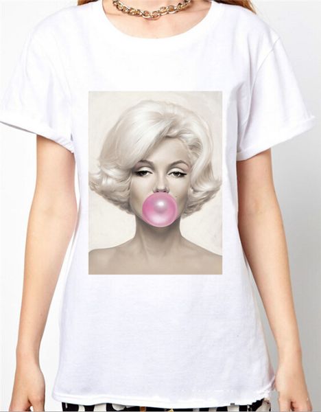 

Fashion Monroe Printing Summer New Womens New Tops Embroidered Crew Neck Thin Short Sleeved T-shirt Women Short Sleeves Tee