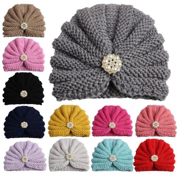 

colors winter baby knit hats beanie pearls candy color hats newborn with hat cap girl baby accessories 12 turban fotografia fashion hturx, White;black