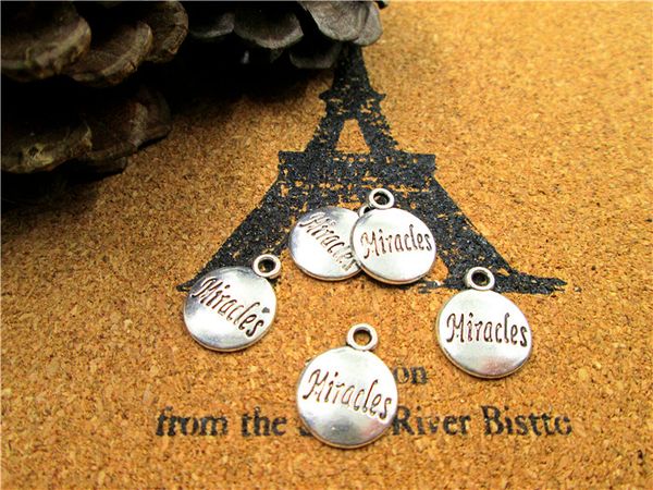 

90pcs--miracles charms antique tibetan silver tone miracles charm pendants 15 x 12mm, Bronze;silver