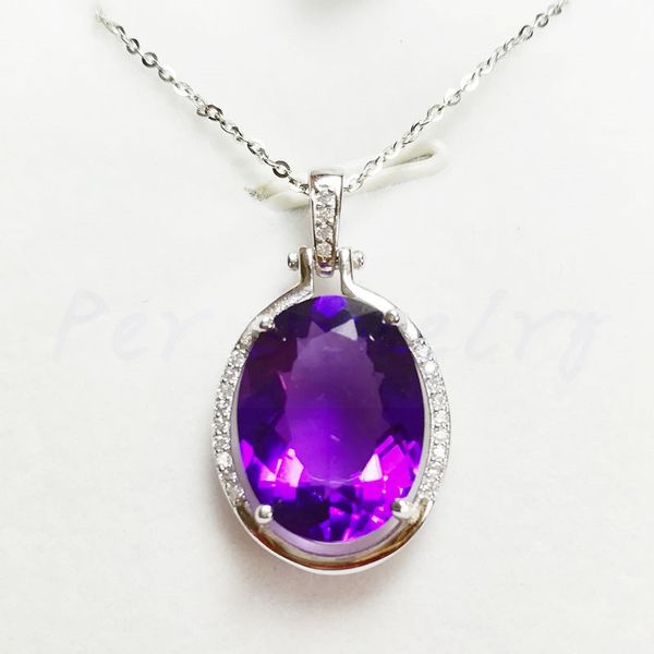 

amethyst necklace pendant natural real amethyst 925 sterling silver big gem 9.5ct gemstone #jc18072201