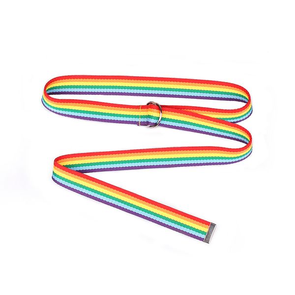 

angry snake women's belt double d-ring buckle casual rainbow belt sweet super long canvas girl's, Black;brown