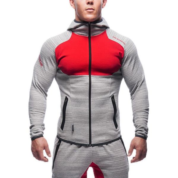 

be panelled mens brand designer tracksuits men gym athletic hooded slim fit jogger pants male cardigan hoodie pencil pants set, Gray
