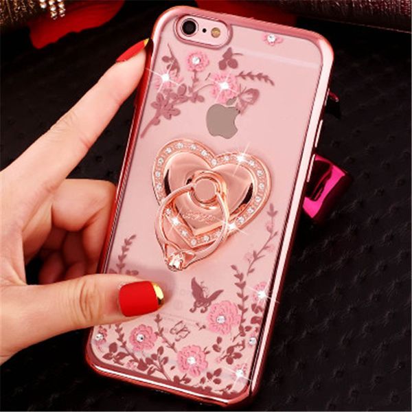 

lady style premium quality for iphone case bling diamond luxury designer phone case finger ring peacock holder phone case