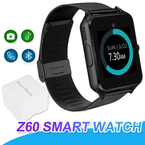 

Z60 Bluetooth смарт-часы из нержавеющей стали поддержка SIM TF слот для карты камеры фитне