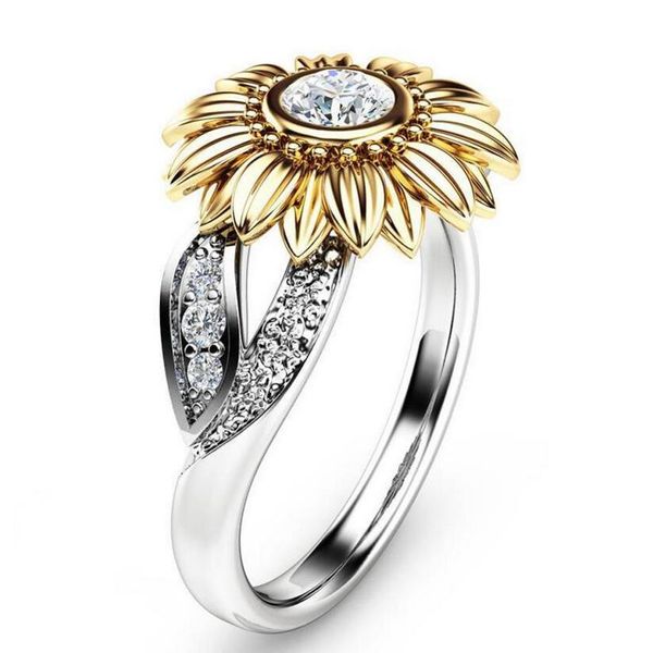 Victoria Wieck 2018 Nuovo arrivo Hot Fashion Jewelry 18K White Gold Filled 5A Cubic Zirconia Crisantemo girasole Donna Band Ring Regalo