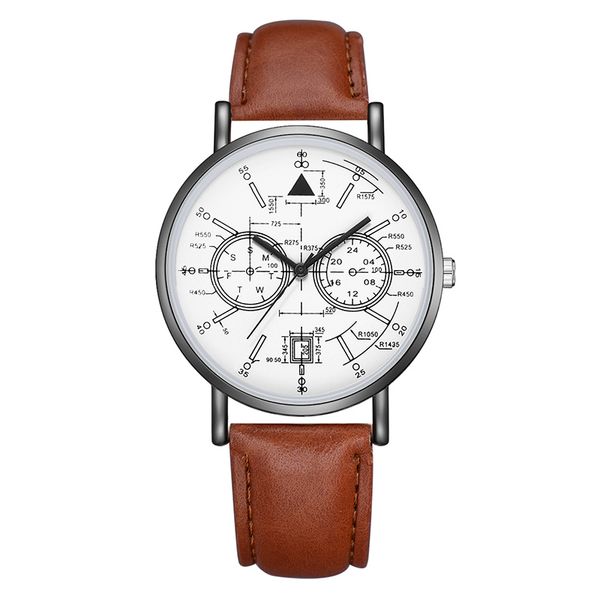 

new watch pu leather strap quartz luxury mens watches special design math lady sports wristwatch clock gifts montre reloj, Slivery;brown