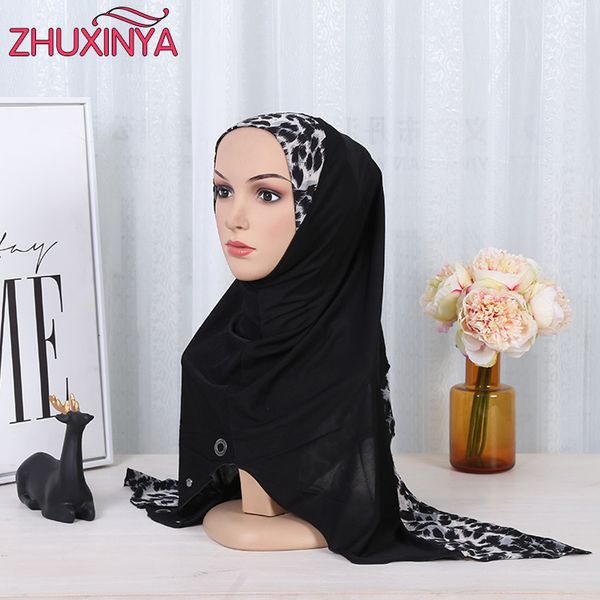 

2017 new muslim hijab for women fashion leopard pattern muslim patchwork hijab wrap headband scarves, Blue;gray