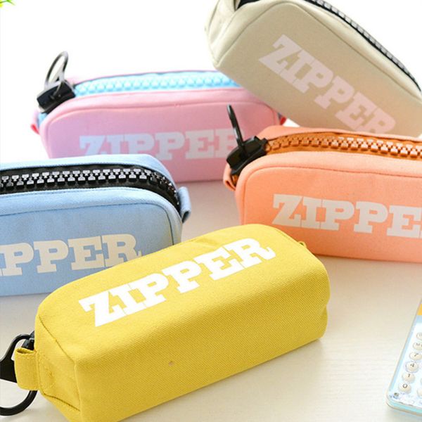 

fashion canvas pencil case large capacity pen box new stationery pouch makeup cosmetic bag with simple english alphabet for kids