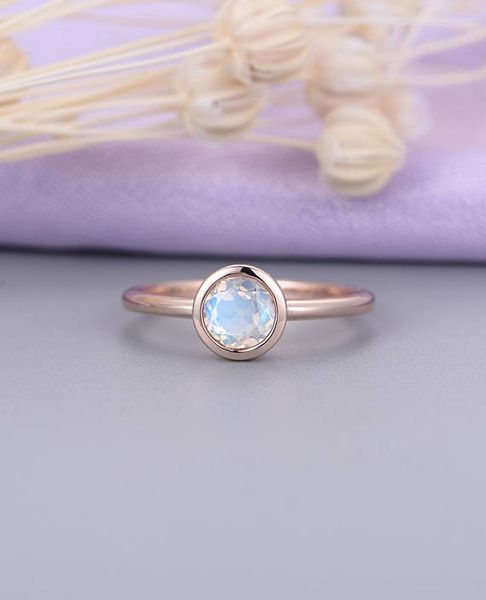 

myray natural round cut moonstone minimalist engagement ring 14k rose gold wedding bridal set anniversary gift white yellow gold, Golden;silver