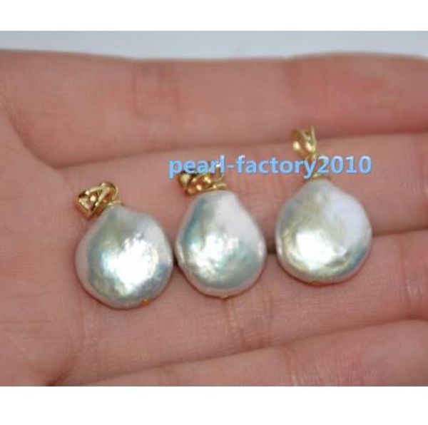 

барокко 13-14 мм натуральный жемчуг южного моря подвеска 14k золото, Silver