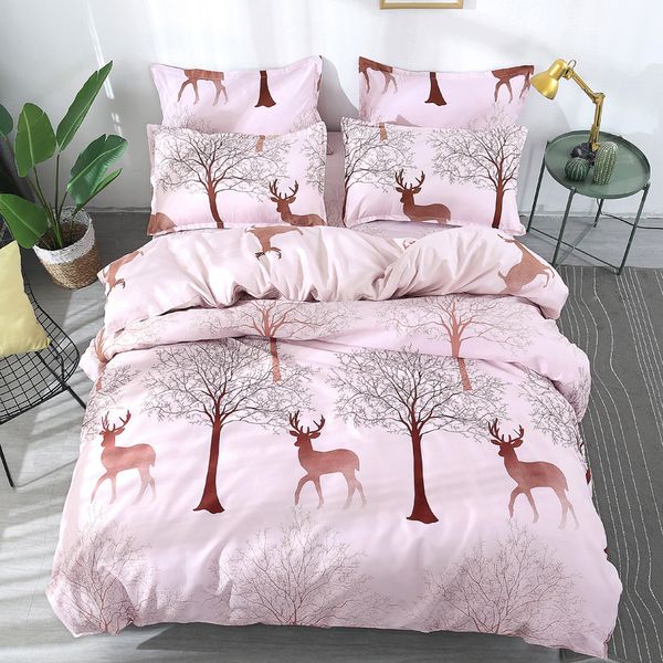 Forest Deer Bedding Duvet Cover Set King Size 1 Quilt Cover 1 Flat