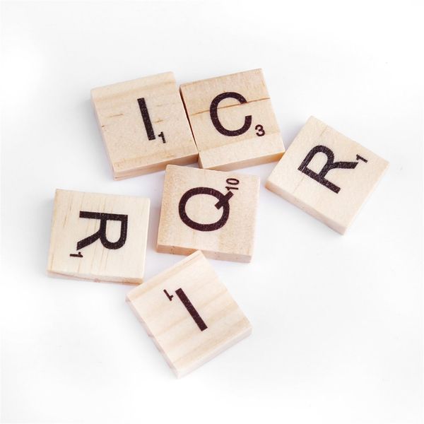 High Quality Wooden Alphabet Tiles Black Letters For Scrabble Kid Child Educational Drawing Painting Toy Gift Best Building Blocks Babies