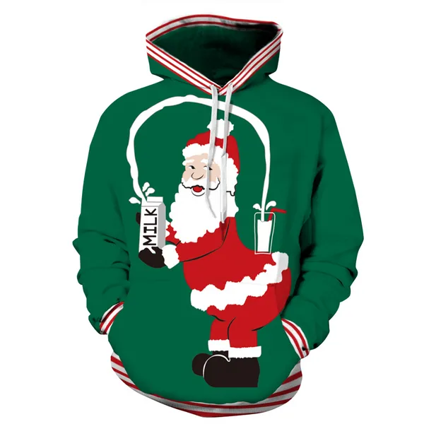 new fashion funny santa claus theme christmas casual harajuku hoodies 3d print hoodies pullovers graphic sweatshirts a93, Black