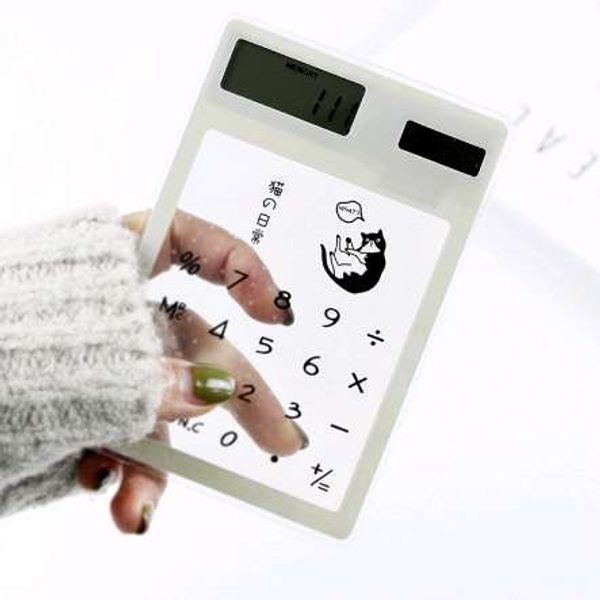 Красивый прозрачный калькулятор милый злодей Slyain Cat Случайный стиль Портативный ABS Солнечные калькуляторы для школьной встречи