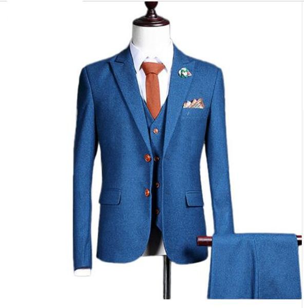 

jacket+pants+vest) new fashion men suit spring autumn blue suits casual slim fit prom groom party man wedding suit, White;black