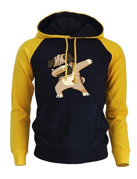 

dabbing pug cartoon hoodies men hip hop dog funny sweatshirt 2018 autumn winter brand hoodie male punk hoody men's sweatshirts, Black