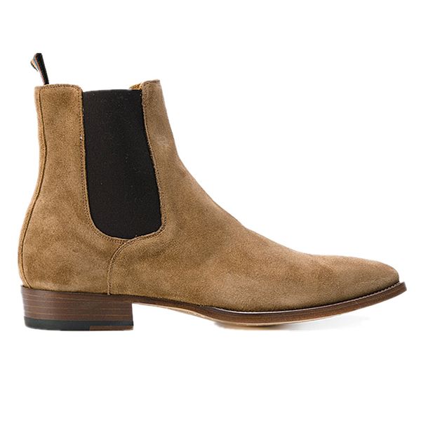 

new england pointed toe men boots luxury designer leisure genuine leather suede boots wyatt harry denim cowboy slim west boots, Black