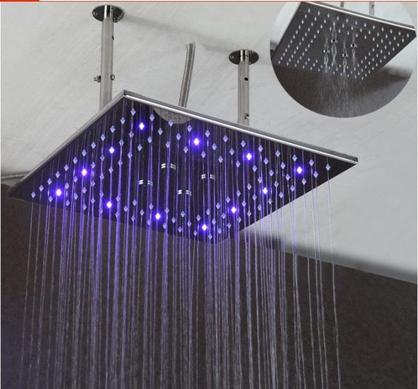 

shower head,16 inch dual functions rain and mist shower head mirror surface led change bathroom shower