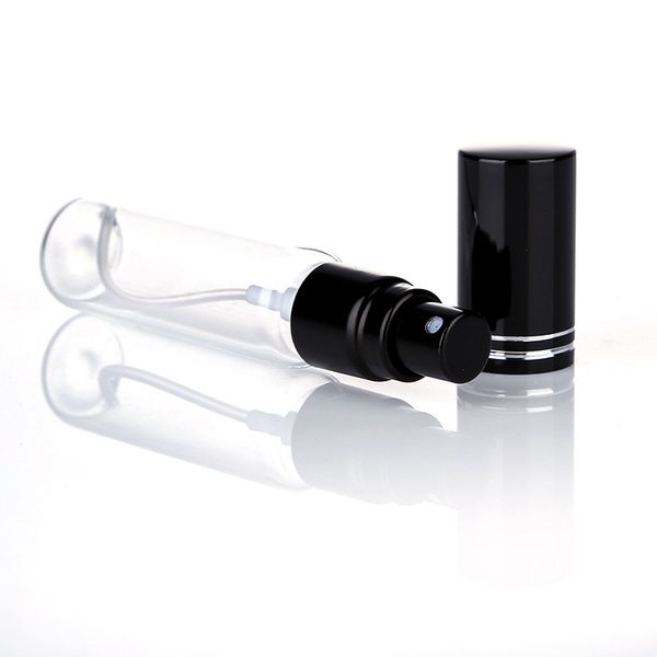 

wholesale 10ml portable spray perfume glass bottle clear sprayer bottle with colorful cap for cosmetics packing