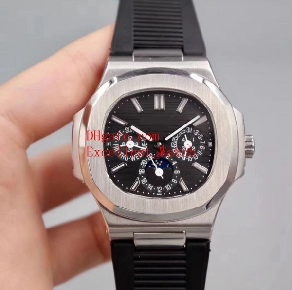 

5 style sell fashion watches 40 mm 5740 5740/1g-001 nautilus stainless steel case asia automatic mechanical rubber bands strap mens, Slivery;brown