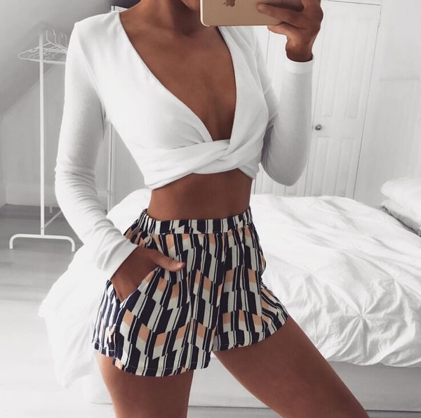 

белый с длинными рукавами футболки ремни крест глубокий v sexy couture женщины толстовка весна осень sexy tee топы, White