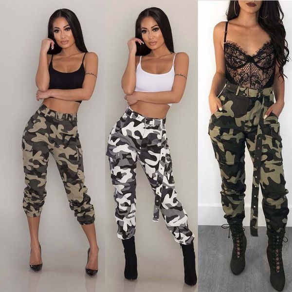 

Women Casual Fashion Camouflage Military Camo Cargo Long Pants Womans Trousers