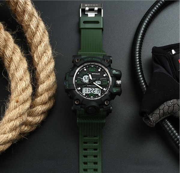 

fashion new relogio watch men's military sports sanda men's brand masculino digital led electronic famous watch 2018 pffso, Slivery;brown