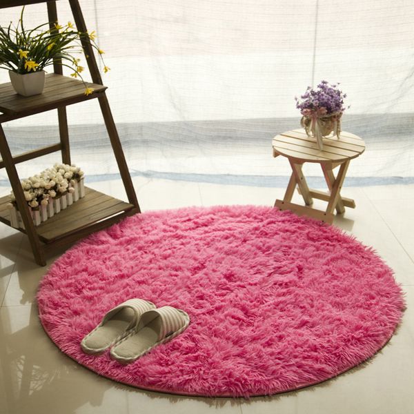 

16 colors soft shaggy faux fur area round rug carpet for living room bedroom round floor mat home textile