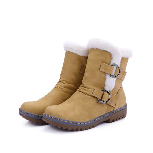 

snow boots shoes woman women winter boots warm plush insole mid calf women shoes bm-djb-109-6, Black