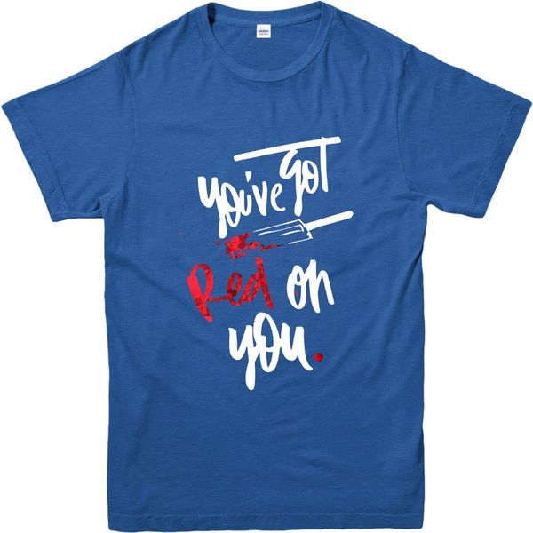 

shaun of the dead t-shirt, red on you quote t-shirt, inspired design top, White;black