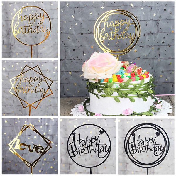 Alles Gute zum Geburtstag Acryl Cake Topper Flag Karte Home Party Dekoration neu