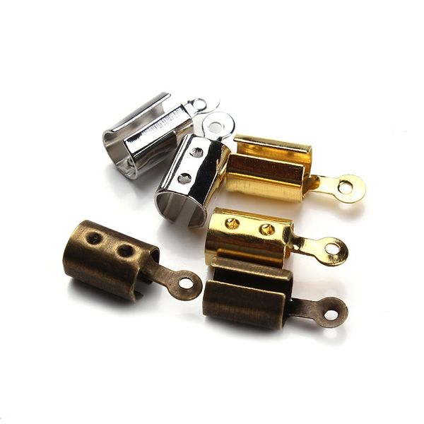 

100pcs/lot fitting 4mm round or 3mm square leather rhodium /bronze /gold end fasteners f778c, Silver