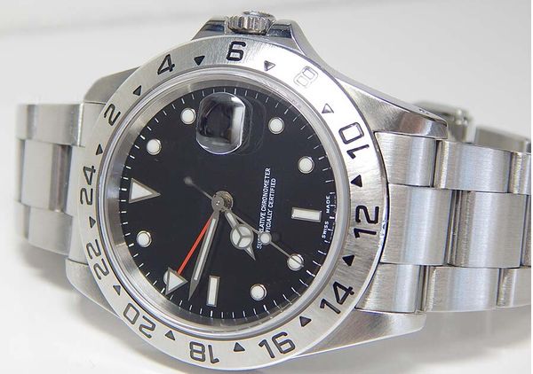 

luxury watch black dial. sel bracelet. ref# 16570 2yr warranty. mint mens watch, Slivery;brown