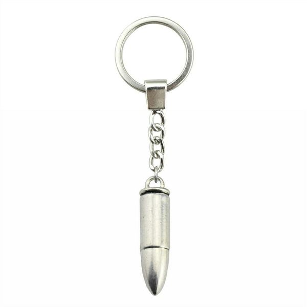 

6 pieces key chain women key rings fashion keychains for men 3d bullet 35x8mm, Slivery;golden