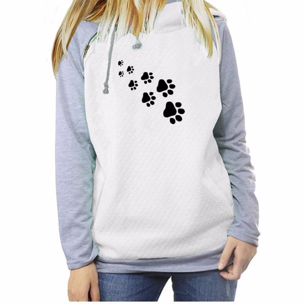 

fashion funny cute cats footprints patterns kawaii sweatshirts femmes printing youth loose harajuku creative buckle asian size, Black