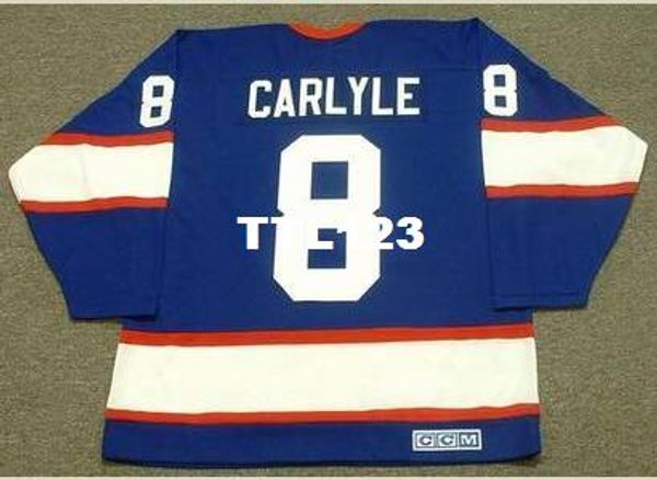 

men #8 randy carlyle winnipeg jets 1990 ccm vintage away home hockey jersey or custom any name or number retro jersey, Black;red