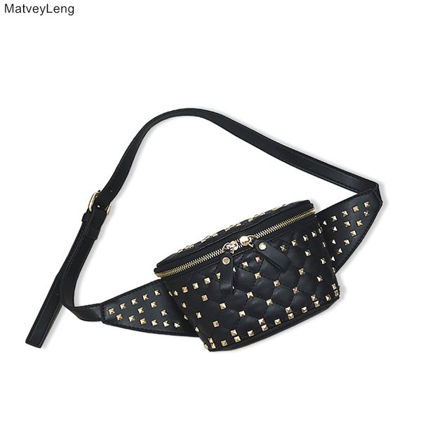 

fashion rivet decorative belt bag men and women pu messenger bag portable chest banana waist packs ing