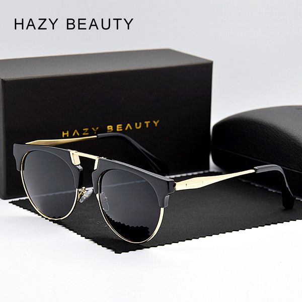 

2018 all-match women fashion polarized sunglasses men popular alloy sunglass vintage glasses original eyewear uv, White;black