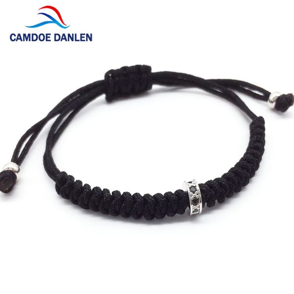 

camdoe danlen 2017 men bracelets micro pave black cz beads braided macrame charm bracelet men womens bracelet jewelry fashion