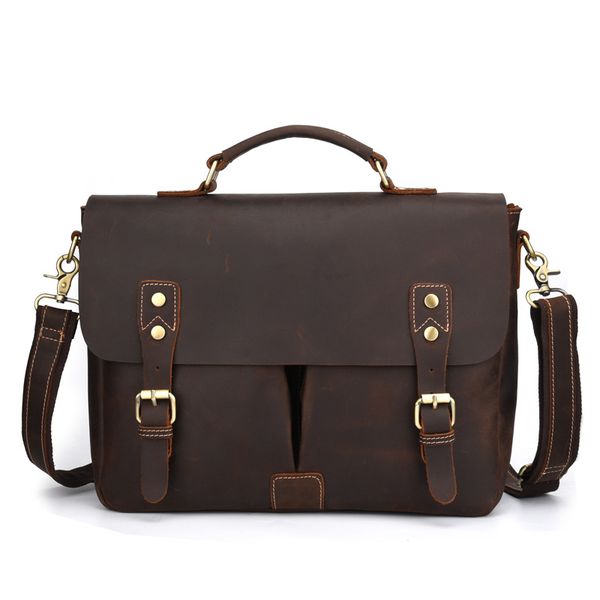 

genuine crazy horse leather briefcase men shoulder bag vintage handbag cowhide crossbody tote business casual man travel messenger bags