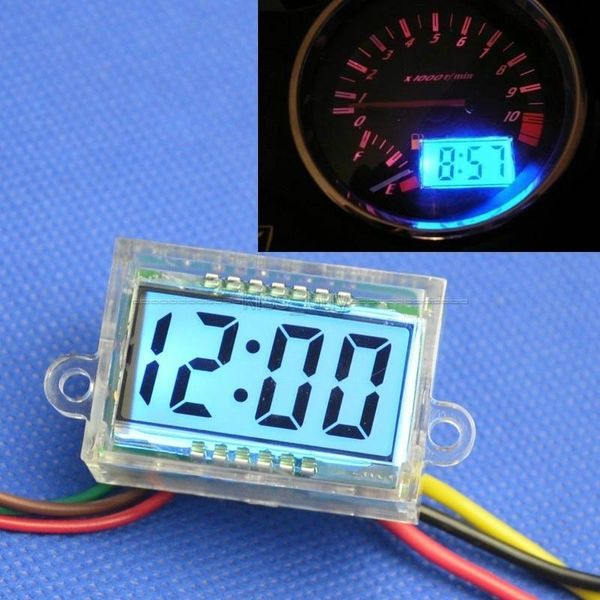 Freeshipping Dijital LCD Saat Su Geçirmez zaman 12 v Araba Motosiklet Motosiklet Scooter Bisiklet 12 saat formatı