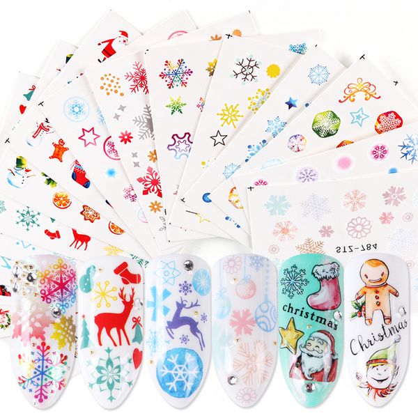 

1pcs christmas water transfer nail stickers colorful snowflake water decal sliders nails decor manicure wraps tools jistz779-794, Black