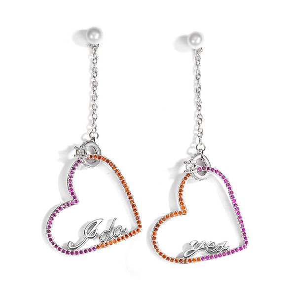 

2018 new arrival long drop earrings for young ladies 925 silver needle fashion heart earrings for women gift, Golden;silver