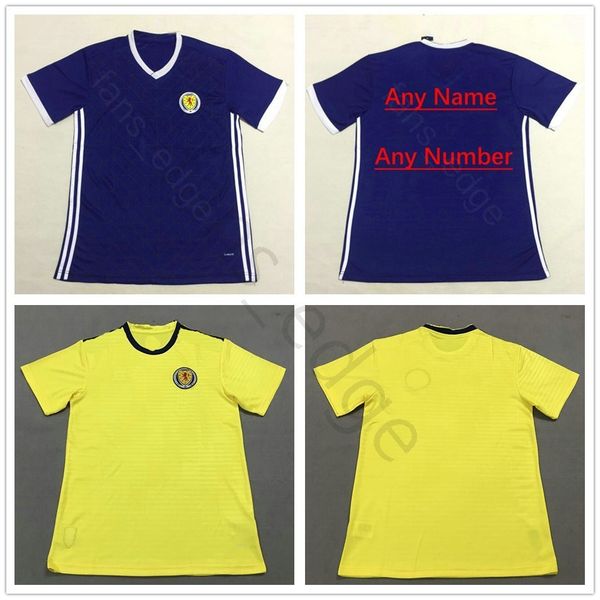 

2018 World Cup Scotland Soccer Jersey 39 QSTURM 8 BROWN 11 RITCHIE 13 FORREST Customize Home Away Blue Yellow Football Shirt