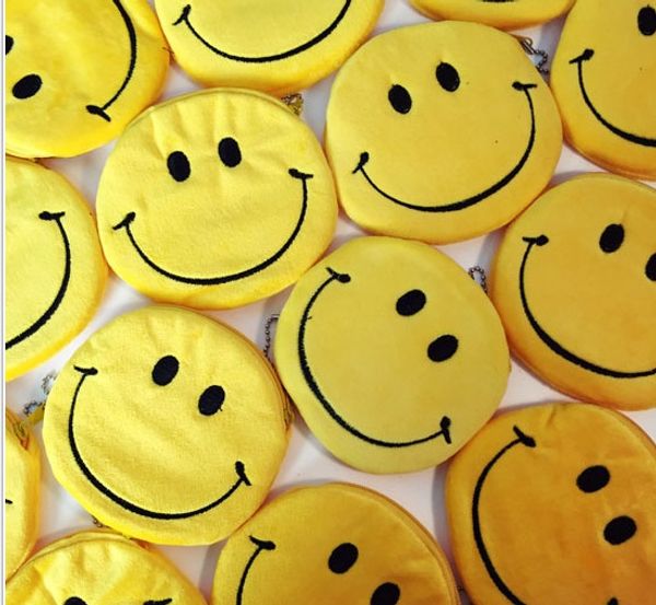 

японский оригинальный молния детская классический милый желтый маленький улыбающееся лицо нулевой бумажник мешок монет милый плюшевые кулон, Red;black