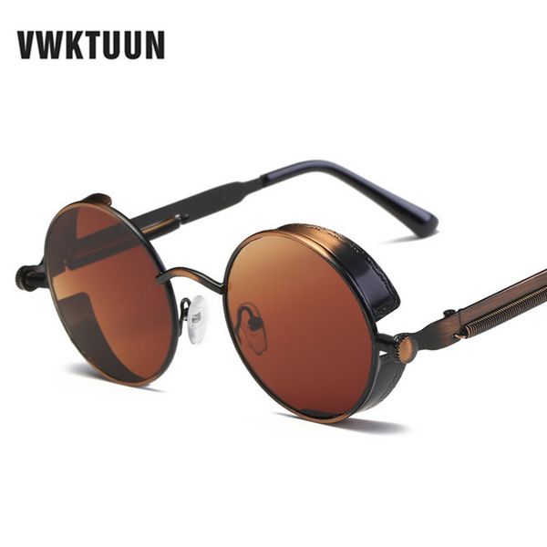 

vwktuun steampunk sunglasses women men round glasses mirror sunglasses steam punk goggles brand designer vintage shades, White;black