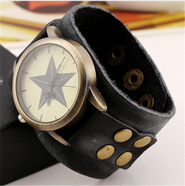

new vintage retro wide genuine leather strap watch men fashion braided wristwatches bracelet bangle dress watches clock a063, Slivery;brown