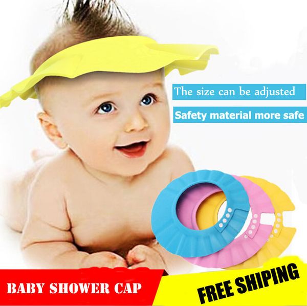 

2 pcs safe shampoo baby shower cap bathing bath protect soft cap hat for baby children kids gorro de ducha tonsee