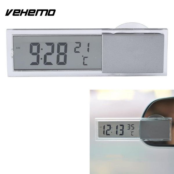 

vehemo 2 in 1 digital lcd clock thermometer suction cup for car monitor accessories