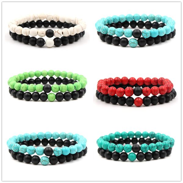 

5 colors 8mm black stone beads bracelet colorful white green kallaite stone beads bracelet set yoga buddha stretch jewelry